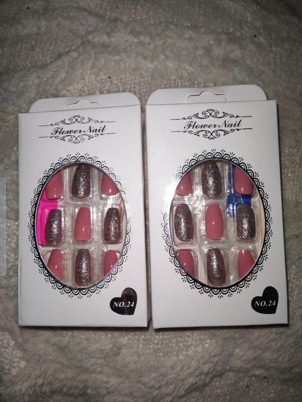 Pink 48 Pcs (2 Boxes)  Medium Ballerina Coffin Glossy Press On Nails